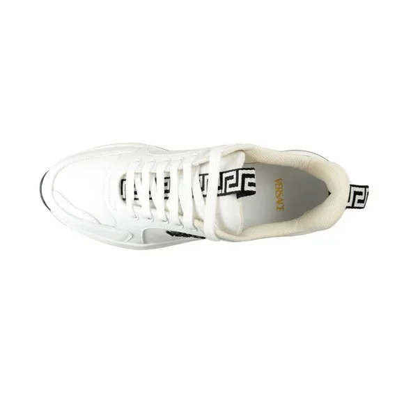 Versace Men's White Canvas Leather Logo Sneakers Shoes - Picture 7 of 8